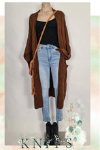 Load image into Gallery viewer, CABLE KNIT LONG LINE CARDIGAN

