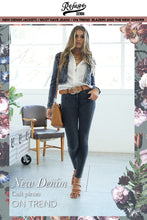 Load image into Gallery viewer, CROP DENIM STRETCH JACKET FRAY
