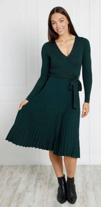 LS RIBBED CROSS OVER DRESS