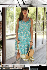 BOARDER FLORAL RAYON DRESS