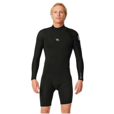 Rip Curl Dawn Patrol 2mm Long Sleeve Back Zip Springsuit Black Small E5 Neoprene Recycled Jersey Yulex Natural Rubber