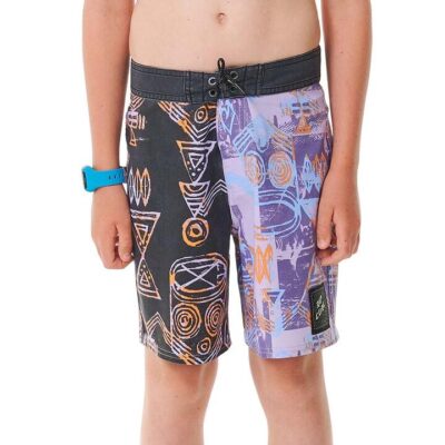 Rip Curl Shred Rock Mirage Boardshorts Boys Lilac Size 16 Quick-Dry Adjustable Draw Cord Yardage Print
