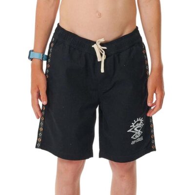 Rip Curl Shred Rock Walkshort Boys Washed Black Size 8 Elastic Waist Drawcord