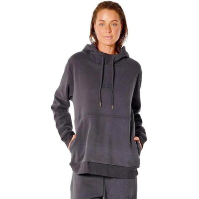 Rip Curl Wash Black Premium Surf Hoodie Womens L 100 Percent Cotton Fleece Relaxed Fit