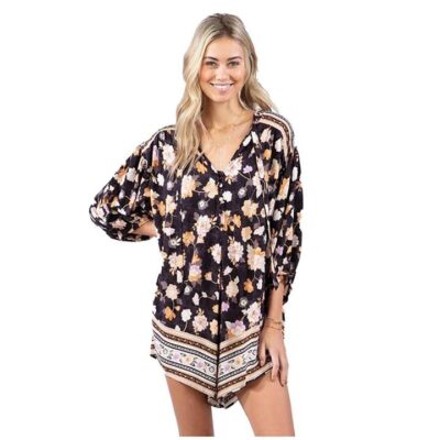 Rip Curl Surf Gypsy Romper Black Size S Floral Pattern Stylish Fit
