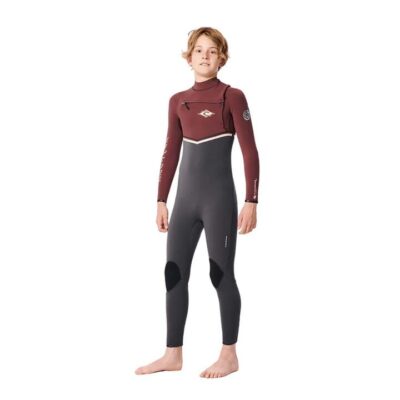 Rip Curl Flashbomb Maroon 32GB Steamer Kids 32GB 3/2 Chest Zip Wetsuit E7 E6 Neoprene