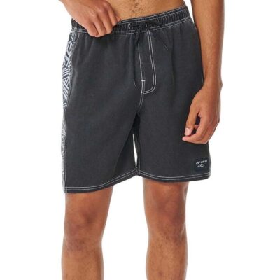 Rip Curl Black White XL Sideways Volley Quick-Dry Pigment Print Boardshorts