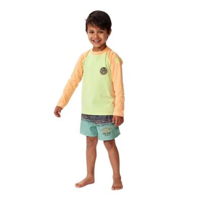 Rip Curl Lime Kids Rash Vest Long Sleeve UV Brushed 4 Way Stretch Size 1 to 2