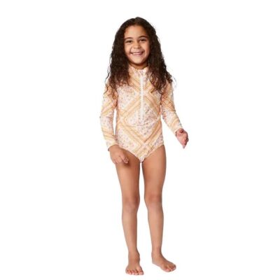 Rip Curl Pink Moonflower Tides 3-4Y Surfsuit Girls SPF50 Plus Yardage Print
